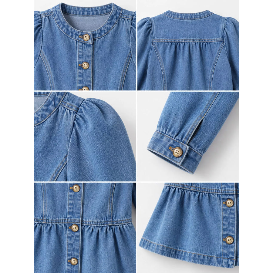 Button Up Peplum Denim Shirt Apparel and Accessories