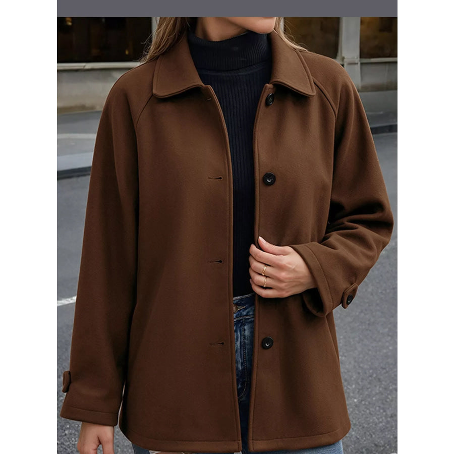 Button Up Raglan Sleeve Coat Apparel and Accessories