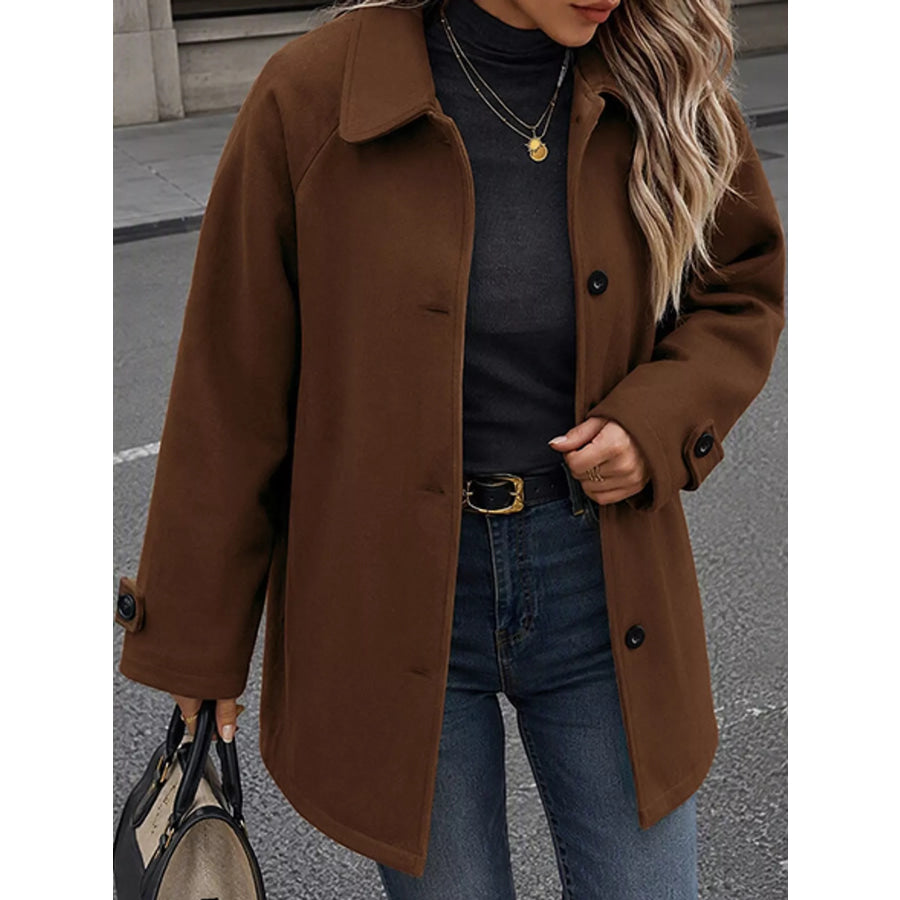 Button Up Raglan Sleeve Coat Apparel and Accessories
