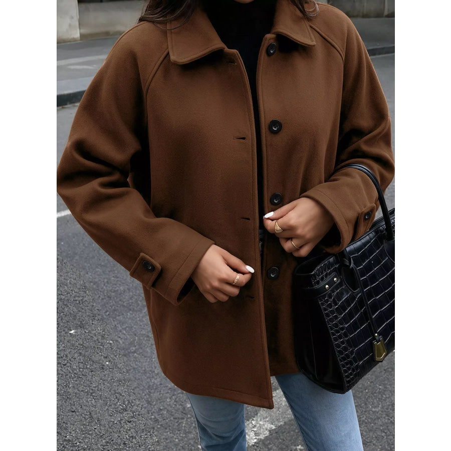 Button Up Raglan Sleeve Coat Apparel and Accessories
