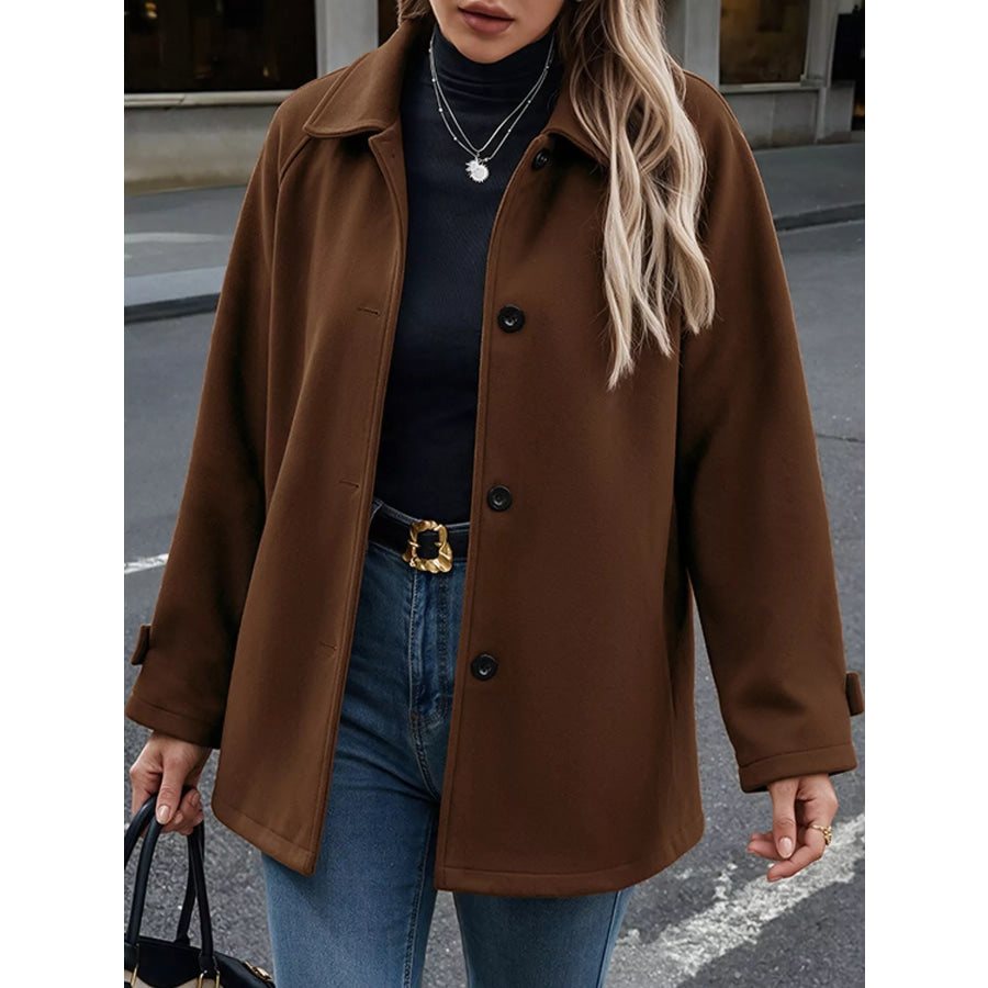 Button Up Raglan Sleeve Coat Apparel and Accessories