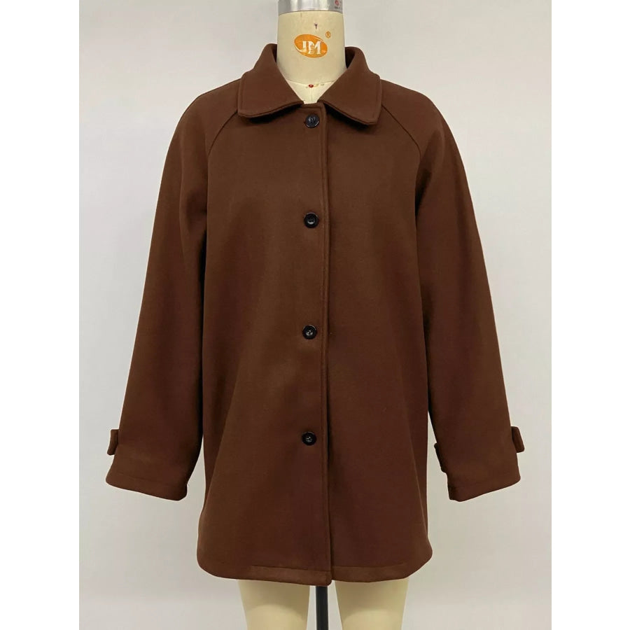Button Up Raglan Sleeve Coat Apparel and Accessories