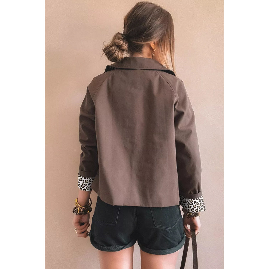 Button Up Raglan Sleeve Shacket Apparel and Accessories