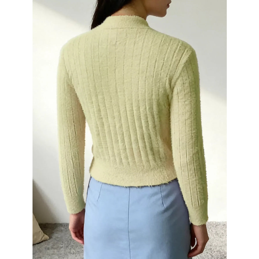 Button Up Ribbed Knit Cardigan Apparel and Accessories