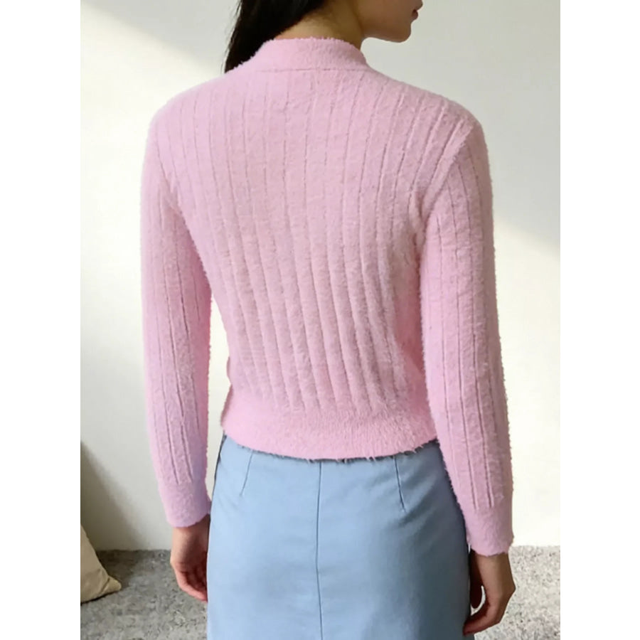 Button Up Ribbed Knit Cardigan Apparel and Accessories
