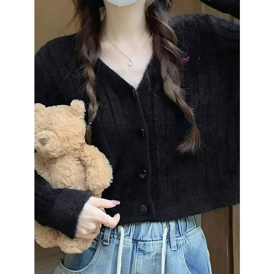 Button Up Ribbed Knit Cardigan Apparel and Accessories