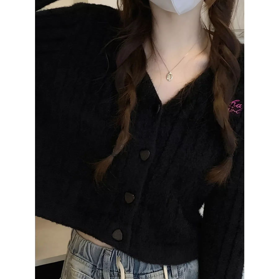 Button Up Ribbed Knit Cardigan Apparel and Accessories
