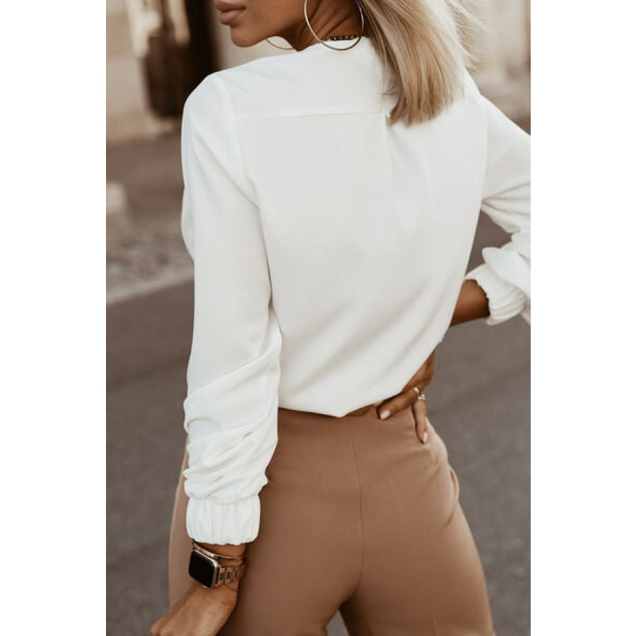 Button Up Round Neck Long Sleeve Shirt Clothing