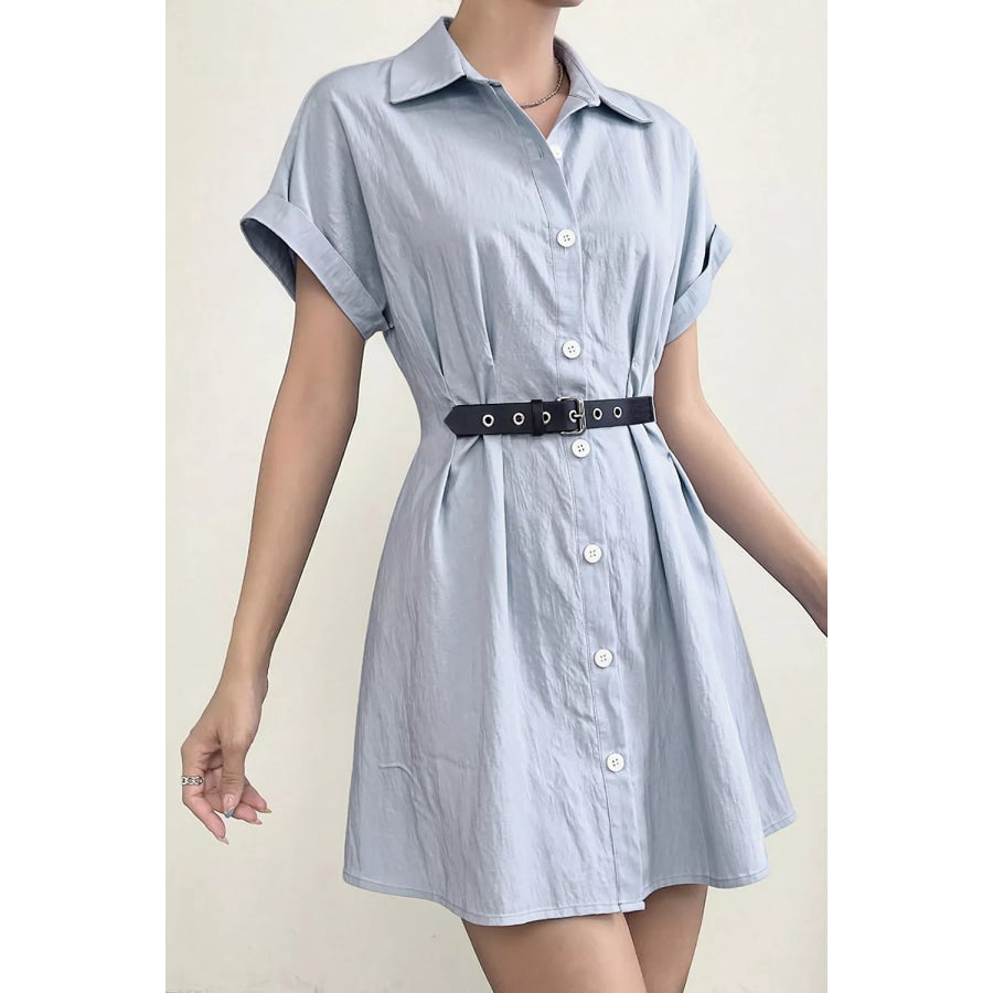 Button Up Short Sleeve Shirt Dress Apparel and Accessories