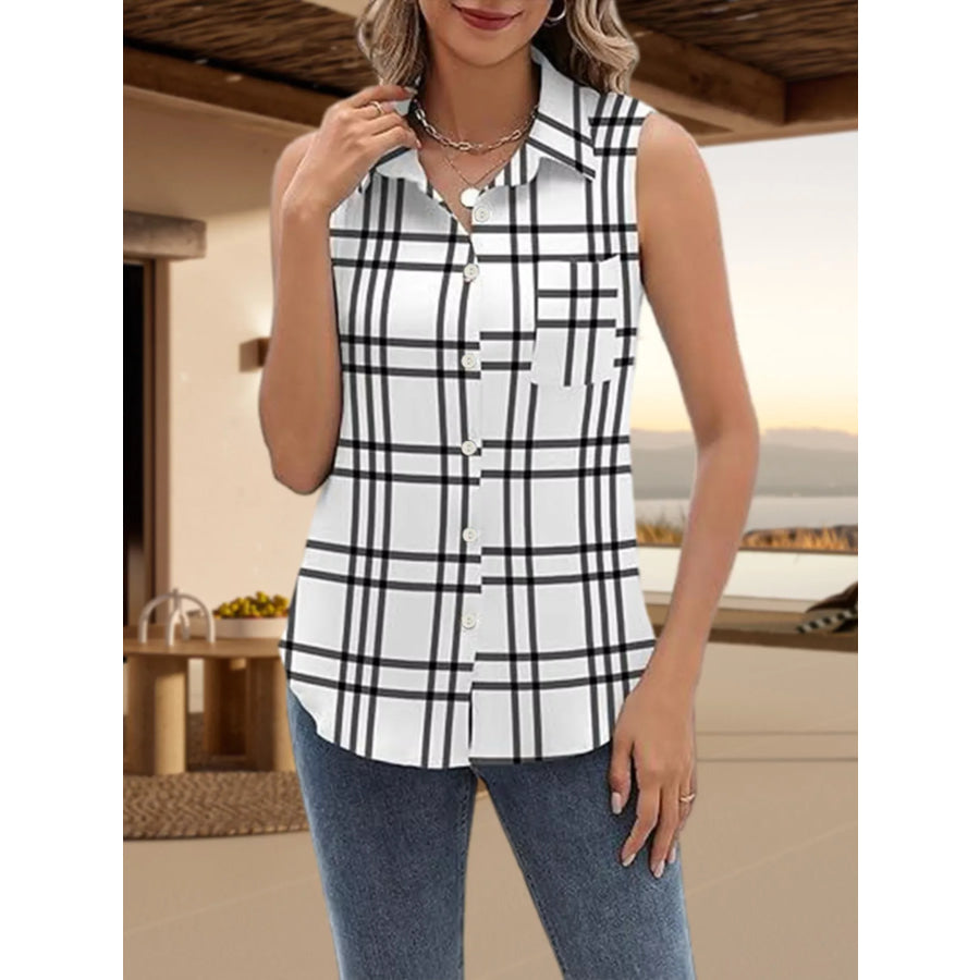 Button Up Sleeveless Shirt Apparel and Accessories