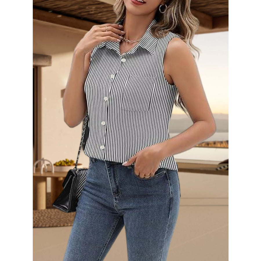 Button Up Sleeveless Shirt Apparel and Accessories