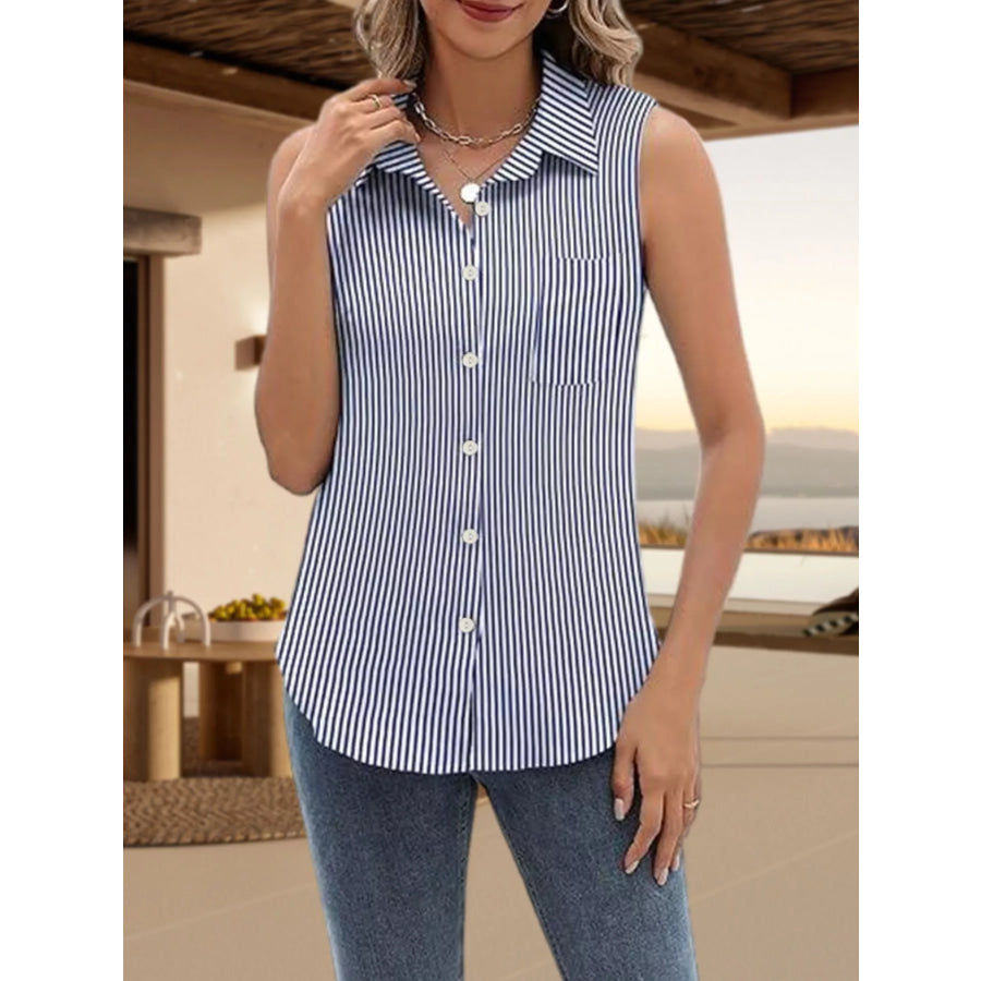Button Up Sleeveless Shirt Apparel and Accessories