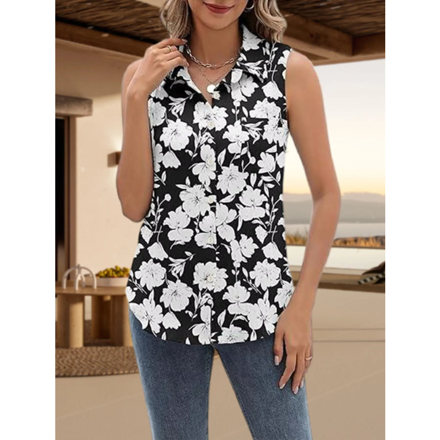 Button Up Sleeveless Shirt Apparel and Accessories