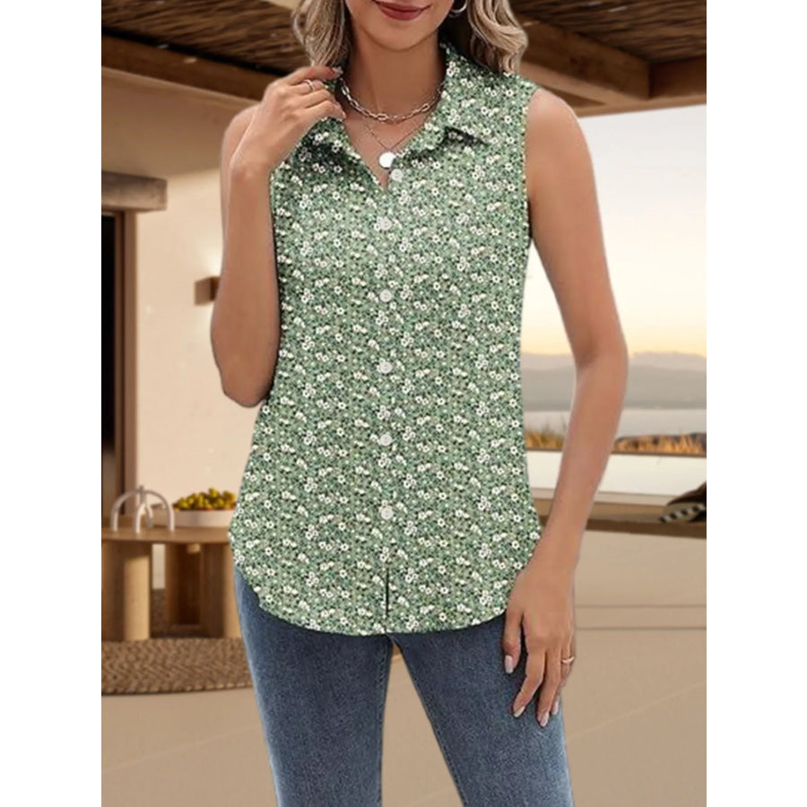Button Up Sleeveless Shirt Apparel and Accessories