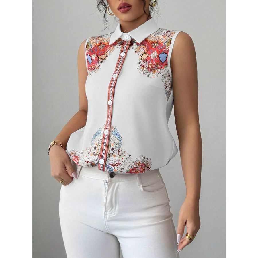 Button Up Sleeveless Shirt Apparel and Accessories