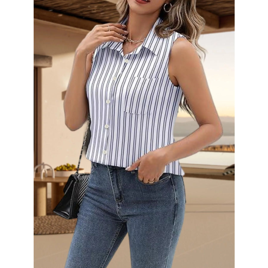 Button Up Sleeveless Shirt Apparel and Accessories