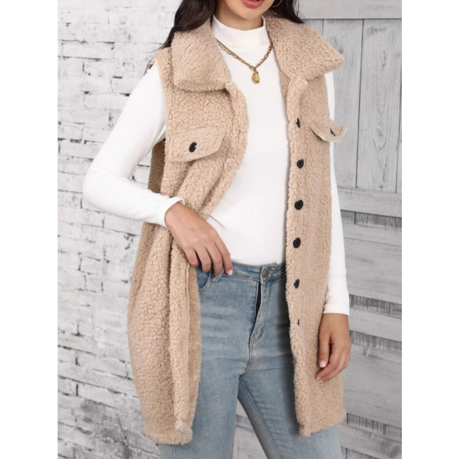 Button Up Teddy Vest Coat Apparel and Accessories