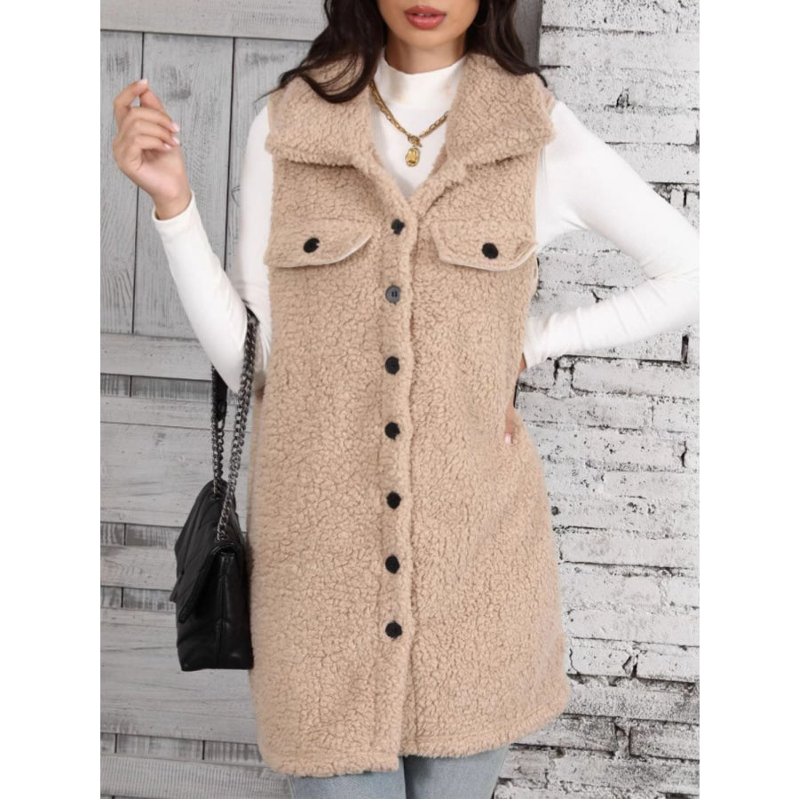 Button Up Teddy Vest Coat Apparel and Accessories