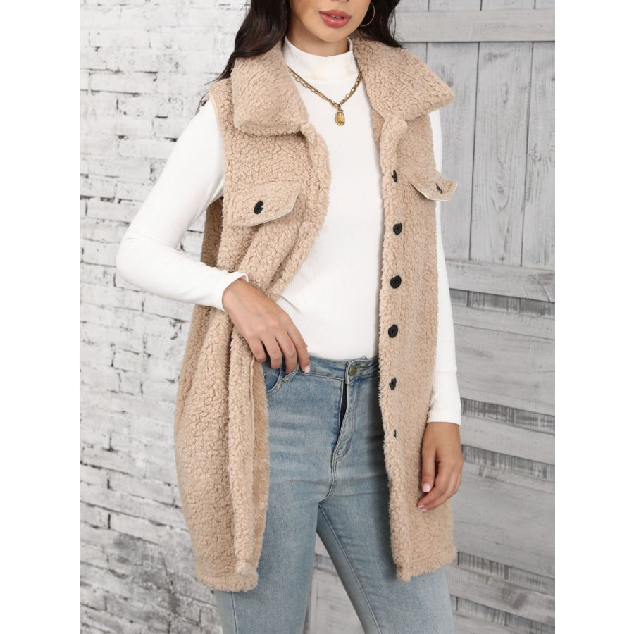 Button Up Teddy Vest Coat Apparel and Accessories