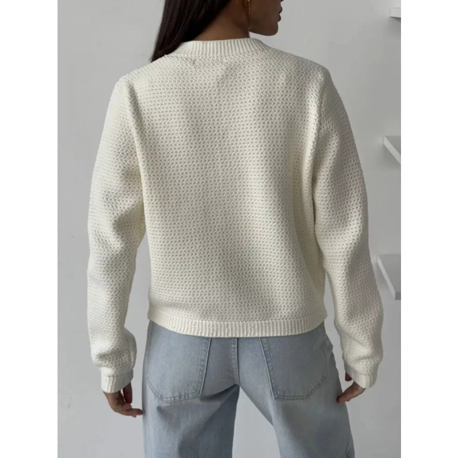 Button Up Texture Knit Cardigan Apparel and Accessories