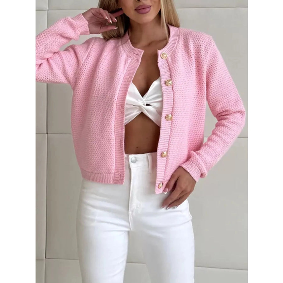 Button Up Texture Knit Cardigan Apparel and Accessories