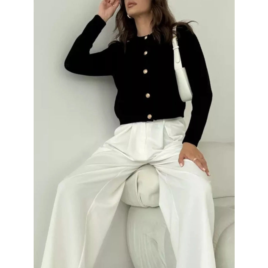 Button Up Texture Knit Cardigan Apparel and Accessories