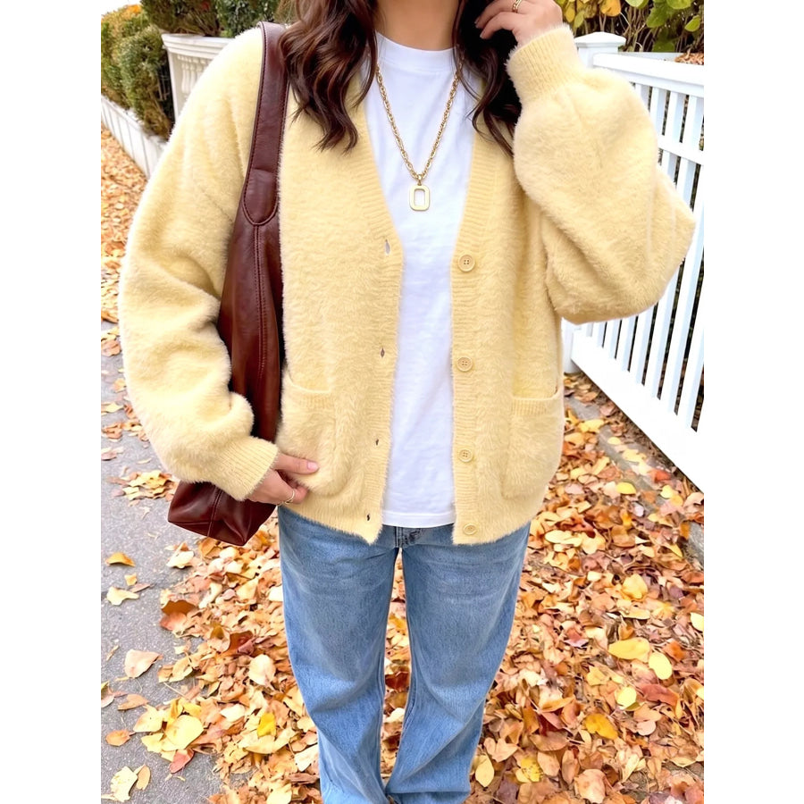 Button Up V-Neck Cardigan Apparel and Accessories