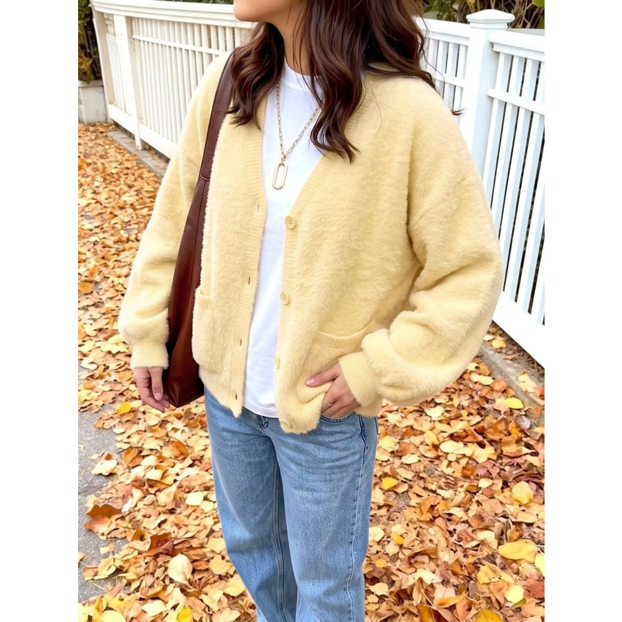 Button Up V-Neck Cardigan Apparel and Accessories