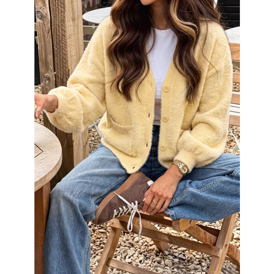 Button Up V-Neck Cardigan Apparel and Accessories
