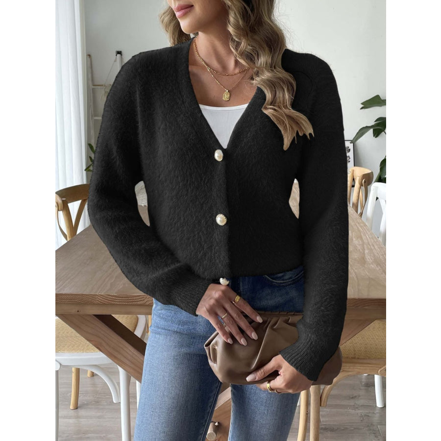 Button Up V-Neck Long Sleeve Cardigan Apparel and Accessories