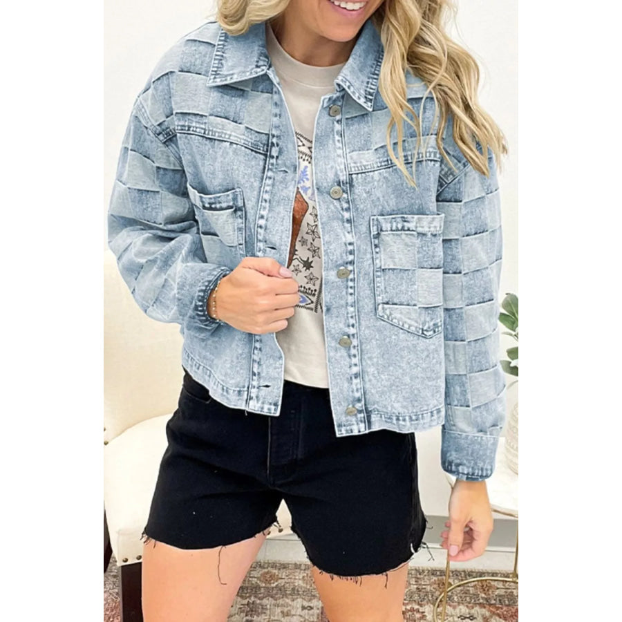 Button Up Wash Denim Jacket Light Blue / S Apparel and Accessories