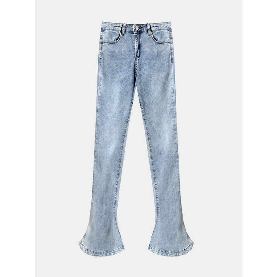 Buttoned Bootcut Jeans with Pockets Light / S Apparel and Accessories