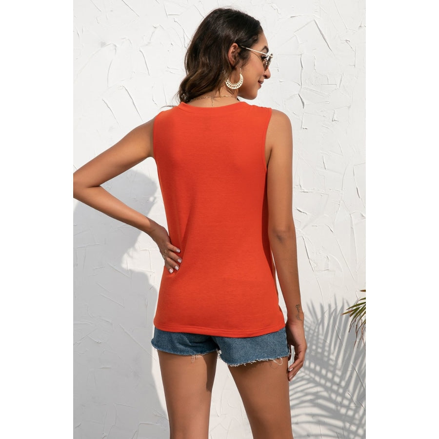 Buttoned Deep V Tank