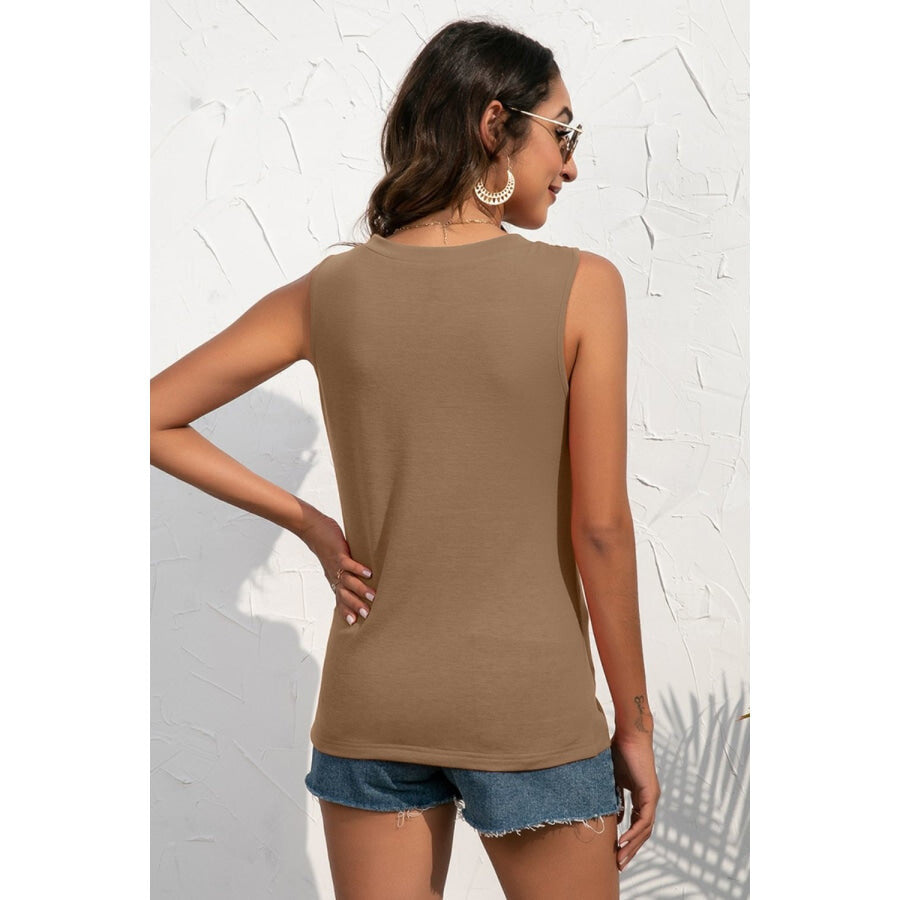 Buttoned Deep V Tank