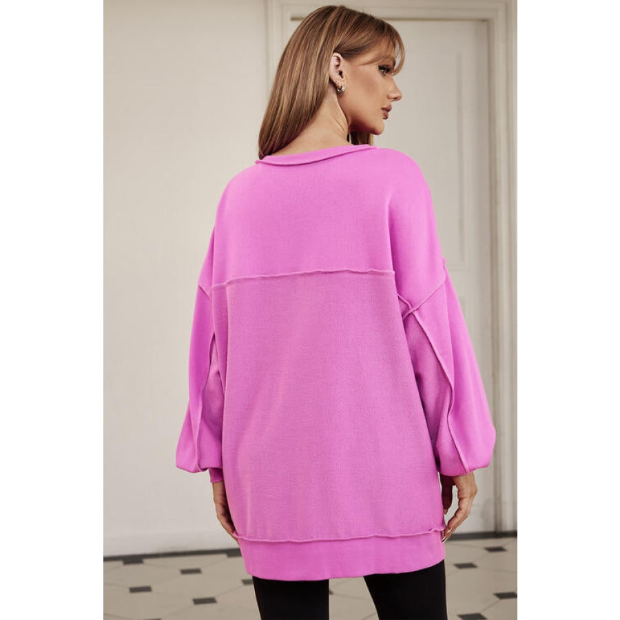 Buttoned Dropped Shoulder Sweatshirt Shirts &amp; Tops