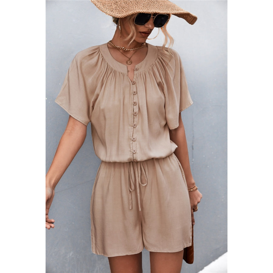 Buttoned Gather Detail Romper