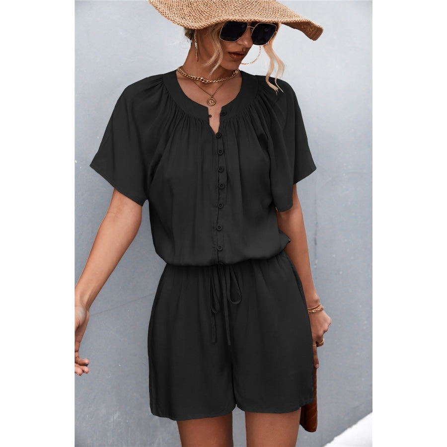 Buttoned Gather Detail Romper