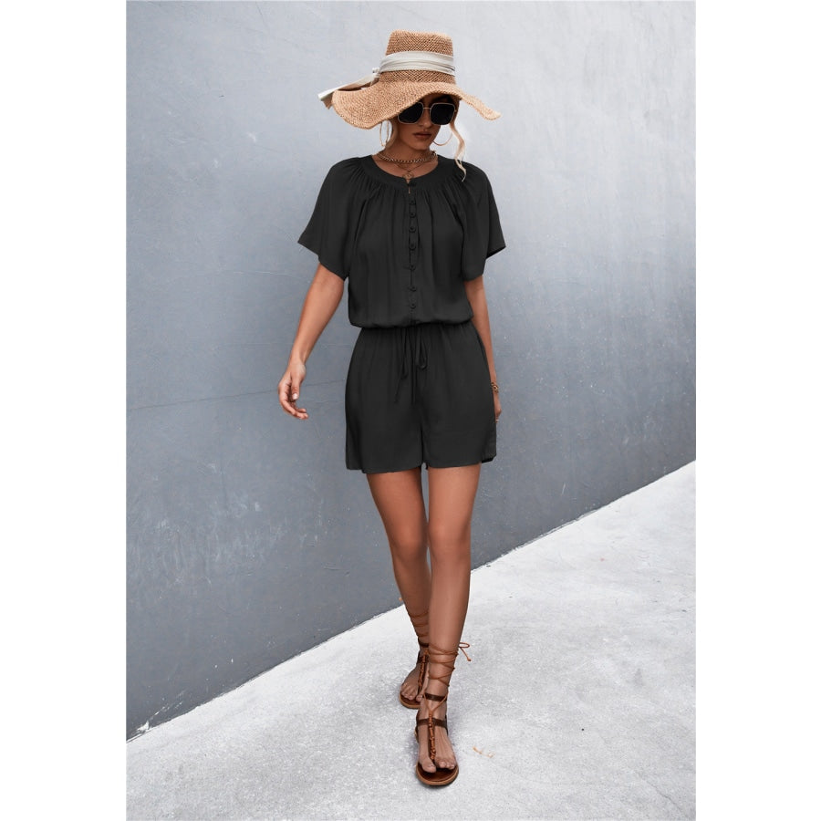 Buttoned Gather Detail Romper