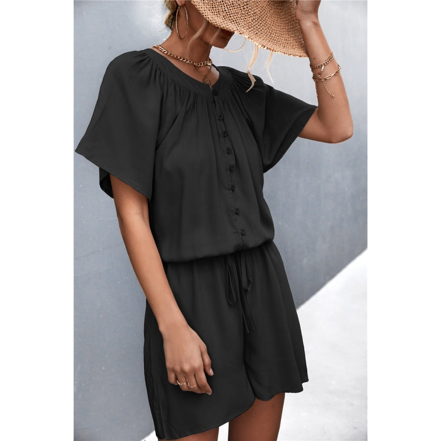 Buttoned Gather Detail Romper