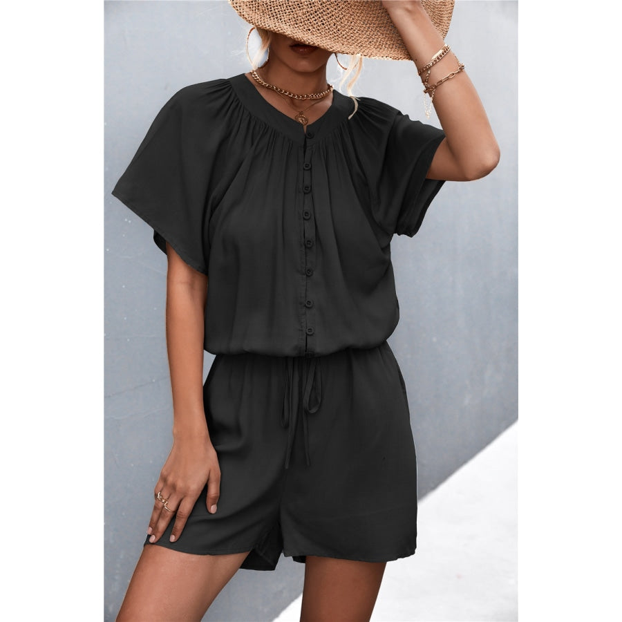 Buttoned Gather Detail Romper