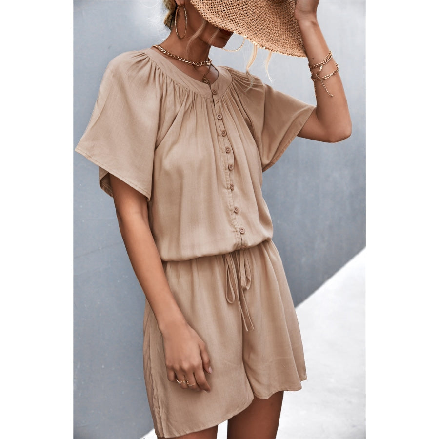 Buttoned Gather Detail Romper