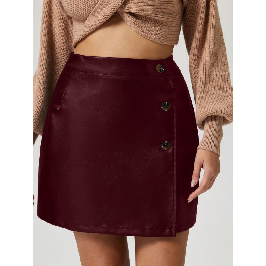 Buttoned High Rise Mini Skirt Apparel and Accessories