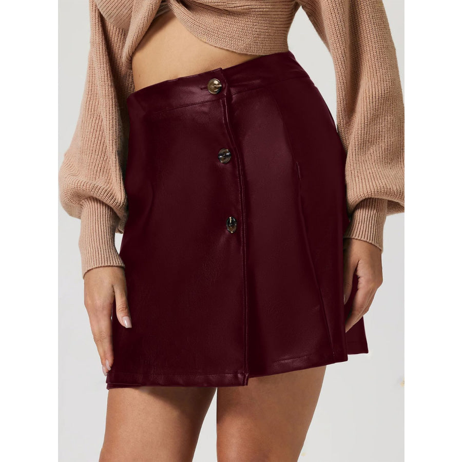 Buttoned High Rise Mini Skirt Apparel and Accessories