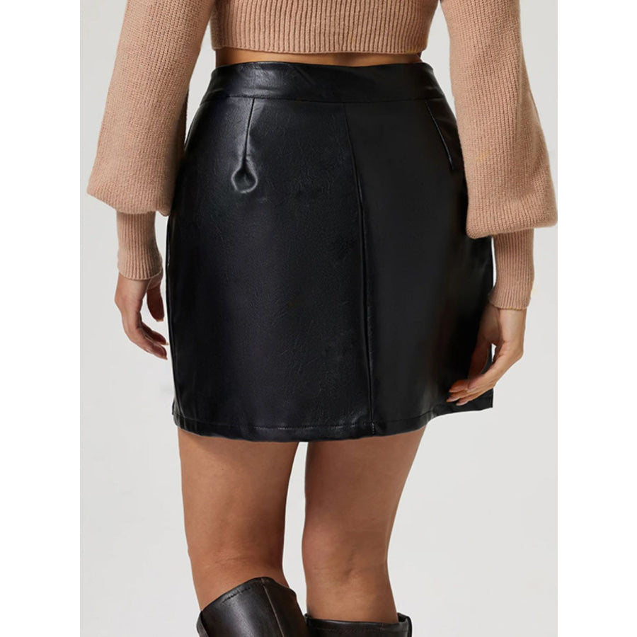 Buttoned High Rise Mini Skirt Apparel and Accessories