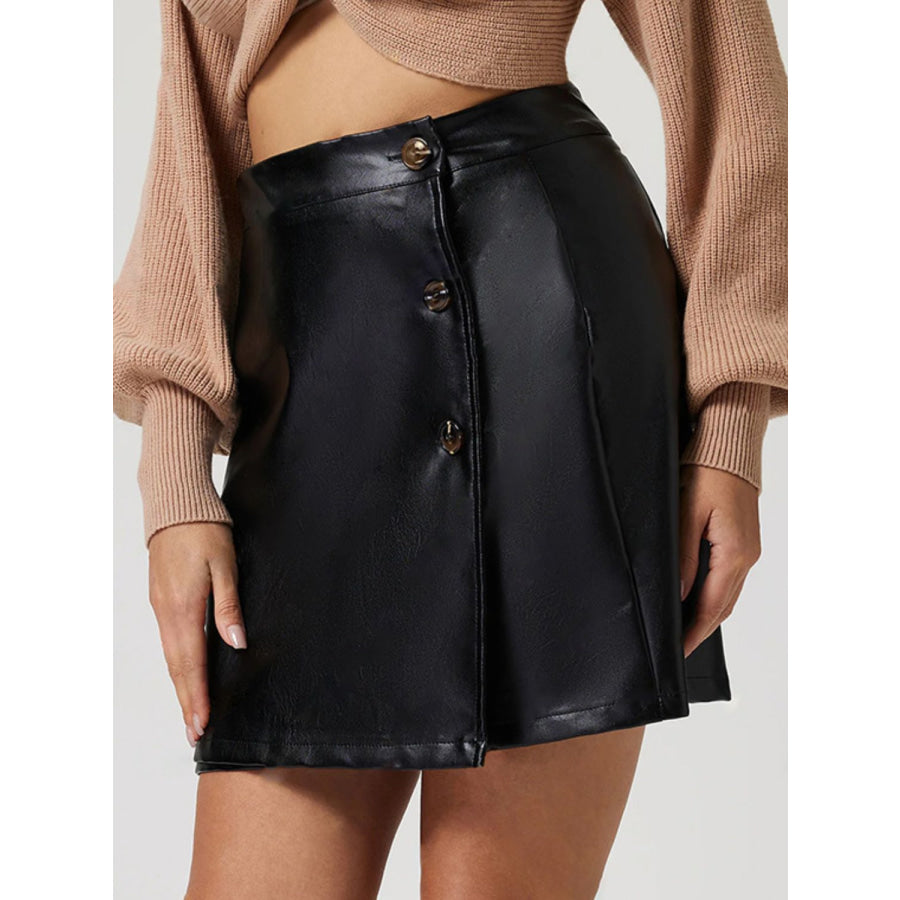 Buttoned High Rise Mini Skirt Apparel and Accessories