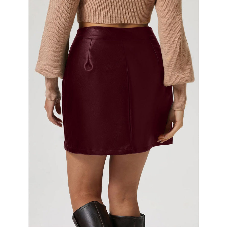 Buttoned High Rise Mini Skirt Apparel and Accessories