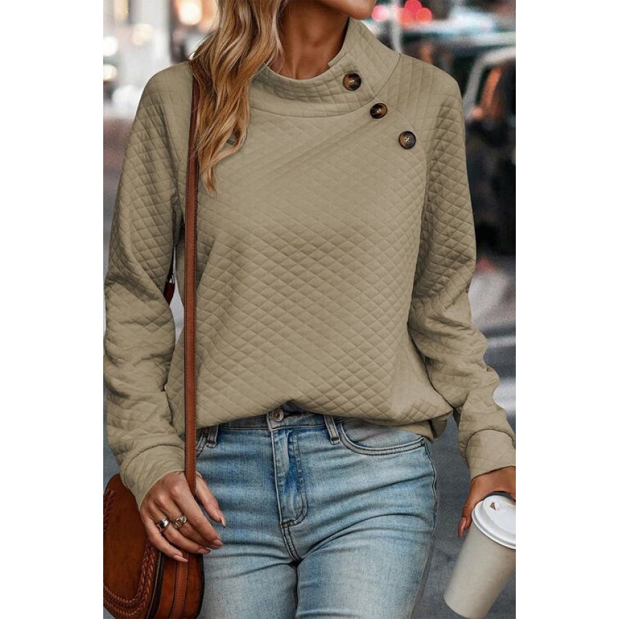 Buttoned Long Sleeve Sweatshirt