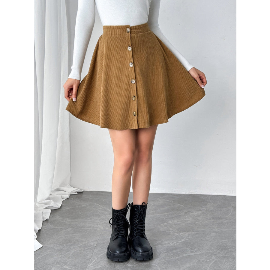 Buttoned Mini Skirt Apparel and Accessories