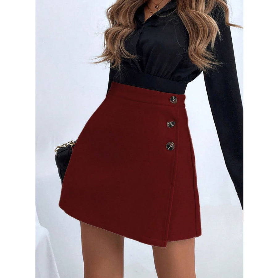 Buttoned Mini Skirt Apparel and Accessories