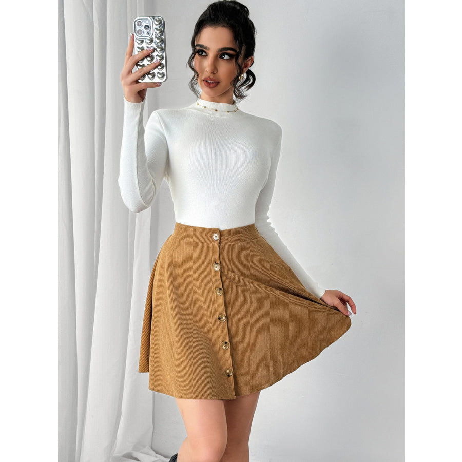 Buttoned Mini Skirt Apparel and Accessories